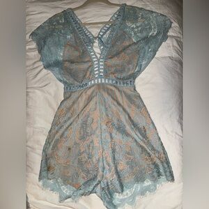 Lace Romper in Light Blue